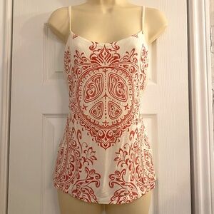 Lucky Brand VINTAGE Y2K Ivory & Red Tank Top Sz L NEW Vintage